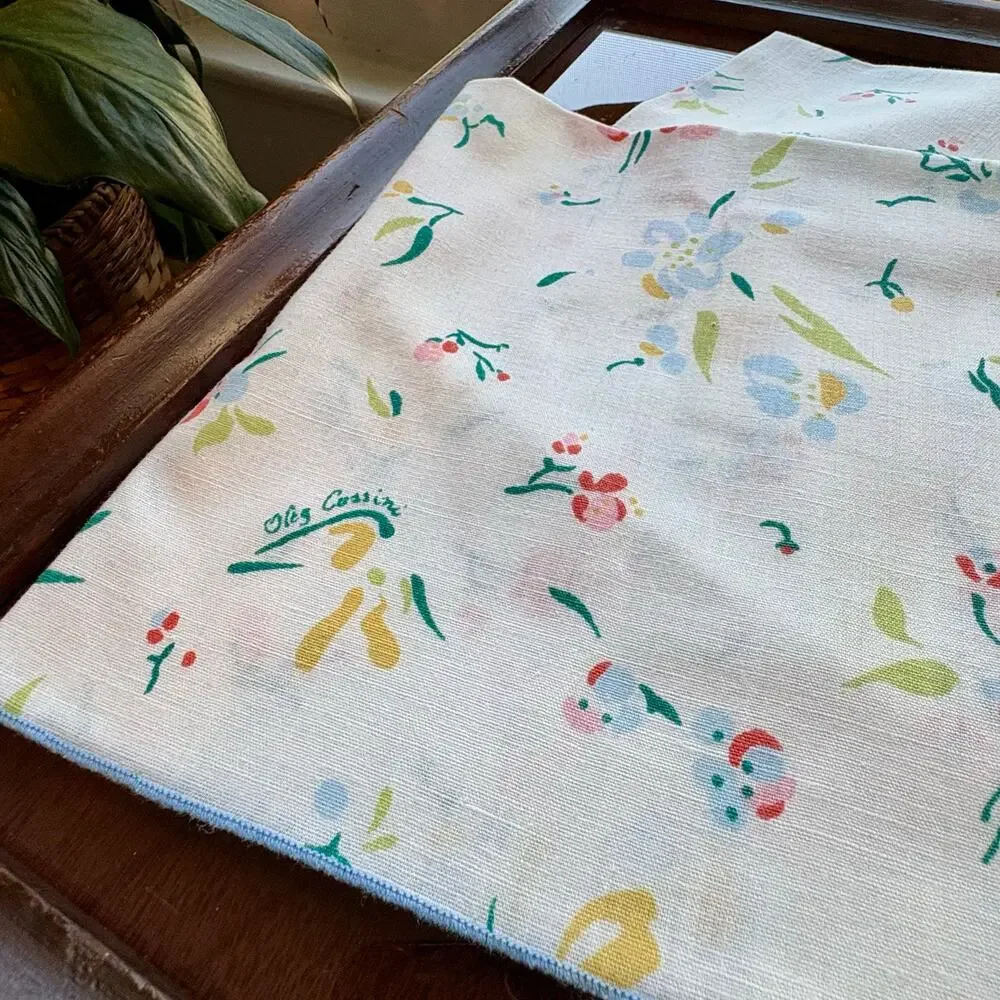 Vintage Oleg Cassini Floral Cotton Cloth Napkins Set of 4